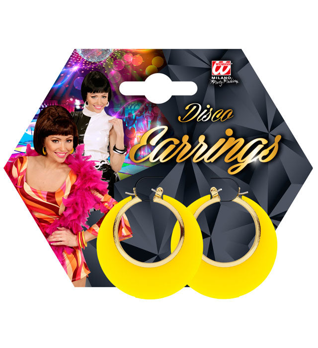 Pair Of Yellow & Gold Disco Earrings