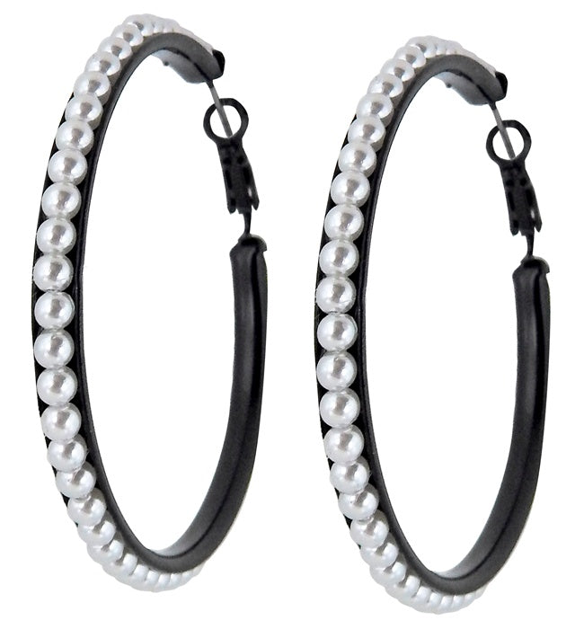 Pair Of Pearl Studded Black Earrings