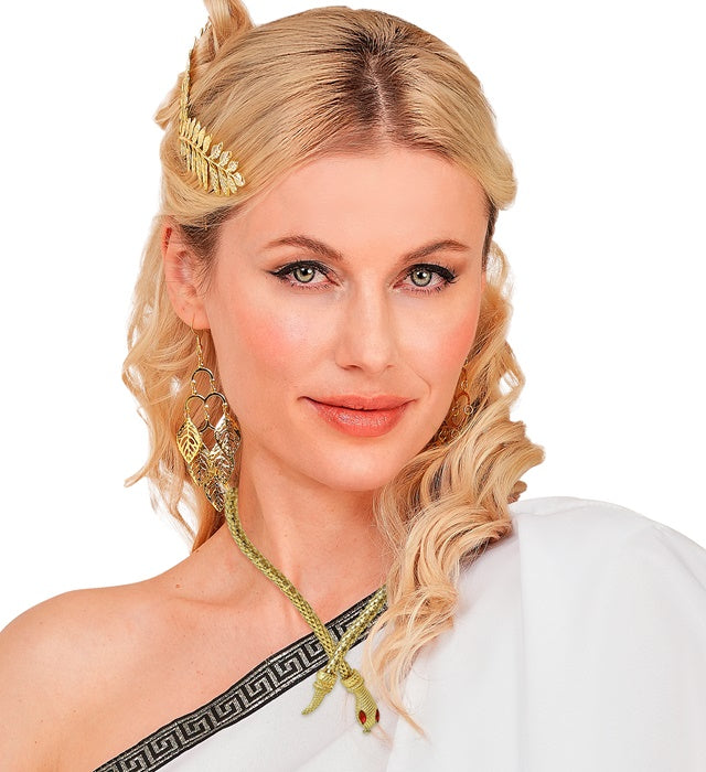 Gold Snake Necklace With Red Gem Eyes