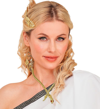 Gold Snake Necklace With Red Gem Eyes