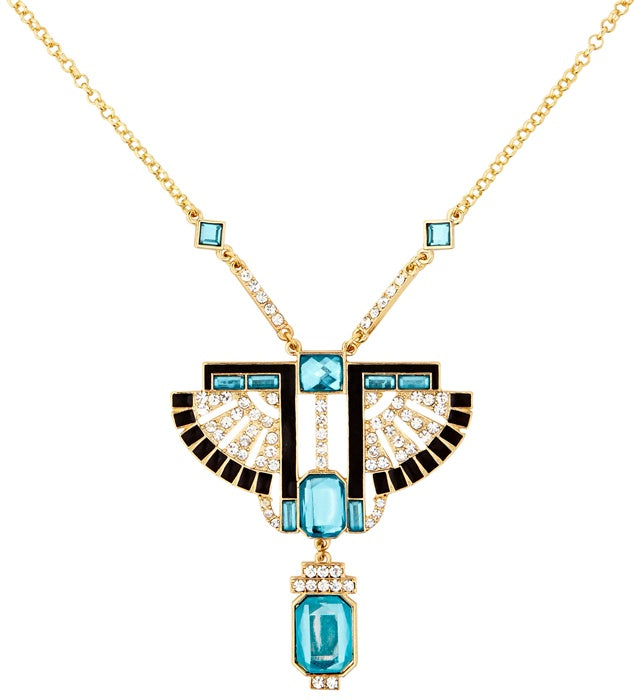Gold Pharaoh Necklace With Strass& Topaz Gems