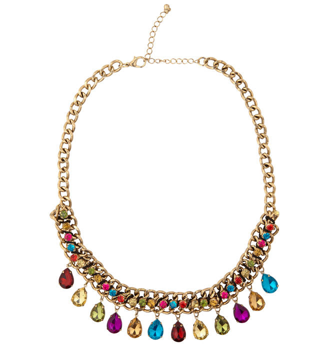 Gold Necklace With Colored Gems