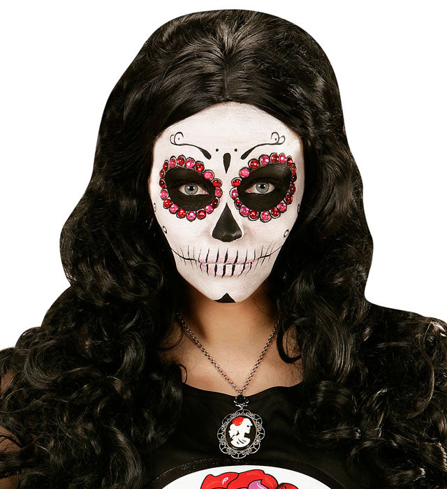 Necklace With Black Rose & Skull Cameo