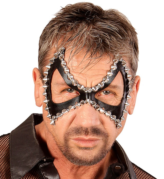 Unisex Shiny Black Studded Diabolik S&M Eyemask