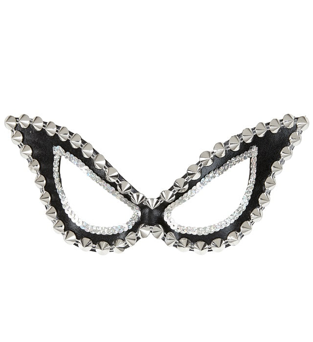 Unisex Shiny Black Studded Cat Eye S&M Eyemask