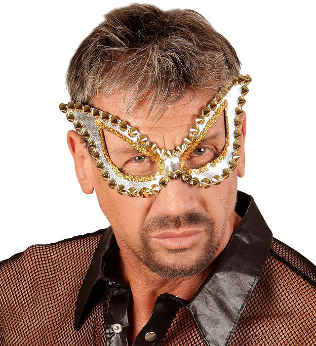 Unisex Silver Studded Cat Eye S&M Eyemask