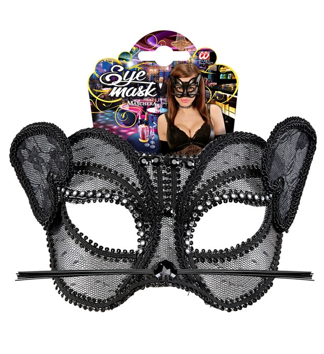 Nude Look Fashion Panther Eyemask In Lace With Strass