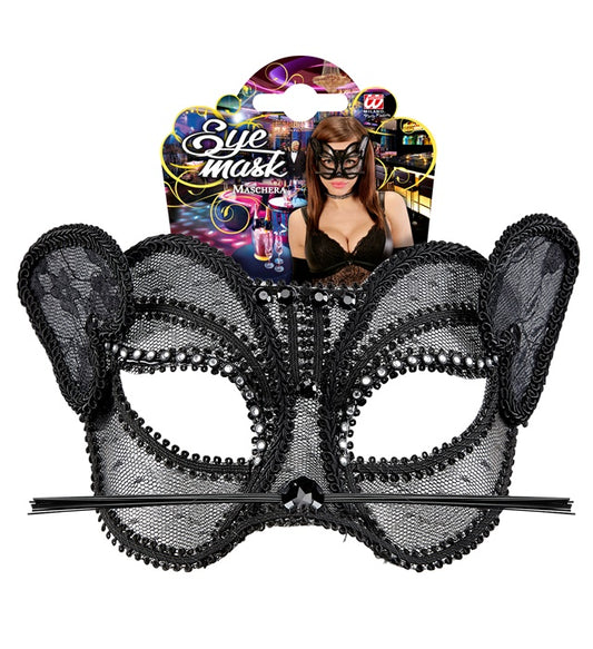 Nude Look Fashion Panther Eyemask In Lace With Strass