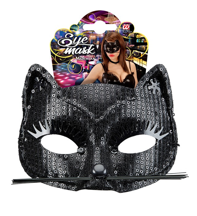 Black Sequin Cat Eyemask
