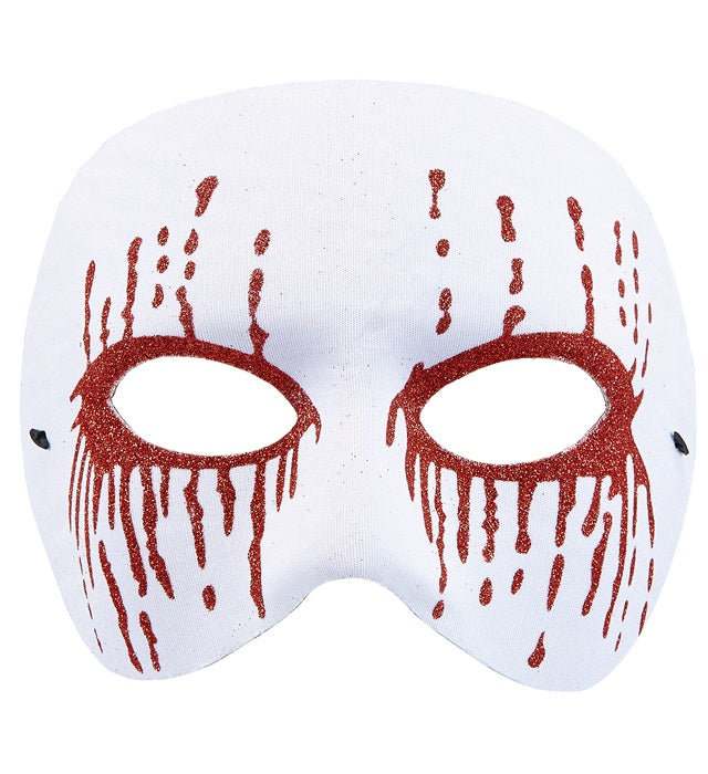 Unisex White Psycho Mask With Red Bleeding Eyes