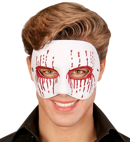 Unisex White Psycho Mask With Red Bleeding Eyes