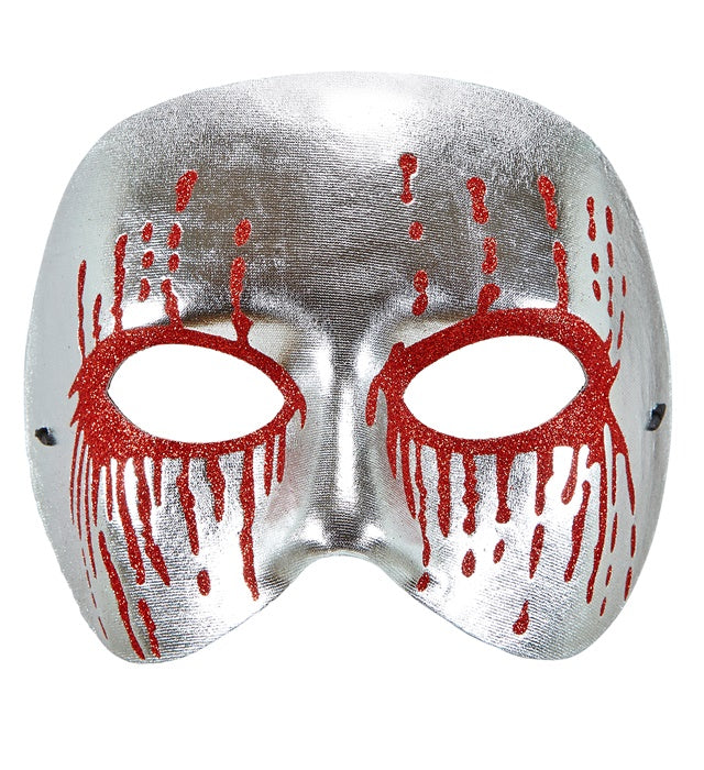 Unisex Silver Psycho Mask With Red  Bleeding Eyes