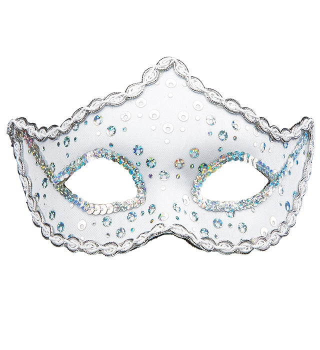 White Rialto Eyemask With Holographic Sequin