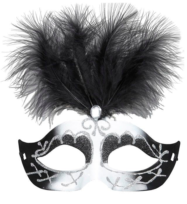 Black & White Venice Eyemask , Gem & Feathers