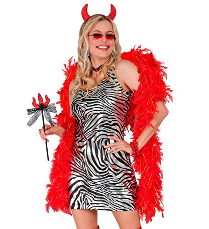 Red Feather Boa With Gold Tinsel - 1,80 M - 50 G