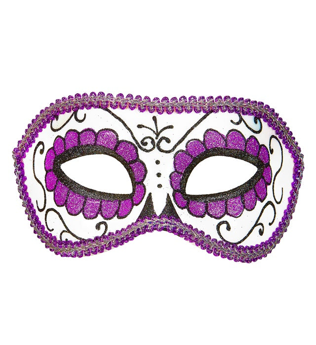 Unisex Dia De Los Muertos Eyemask Decorated Black & Purple 