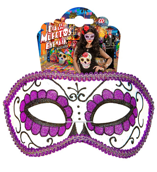 Unisex Dia De Los Muertos Eyemask Decorated Black & Purple 