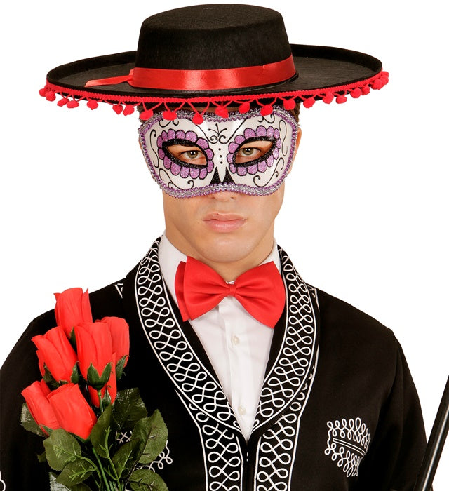 Unisex Dia De Los Muertos Eyemask Decorated Black & Purple 