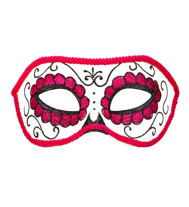 Unisex Dia De Los Muertos Eyemask Decorated With Black & Pink 