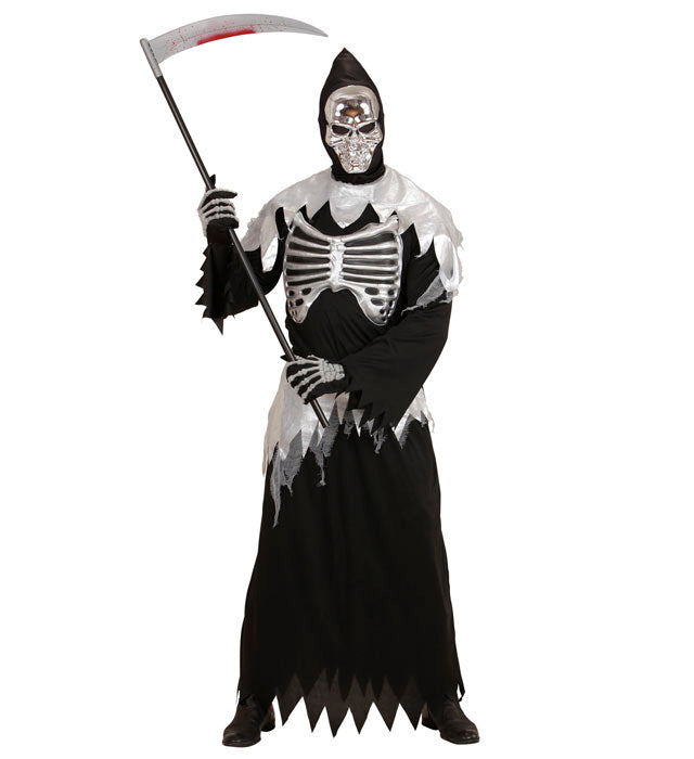 Grim Reaper  Robe With Rib Cage, Belt, Hooded Mask 