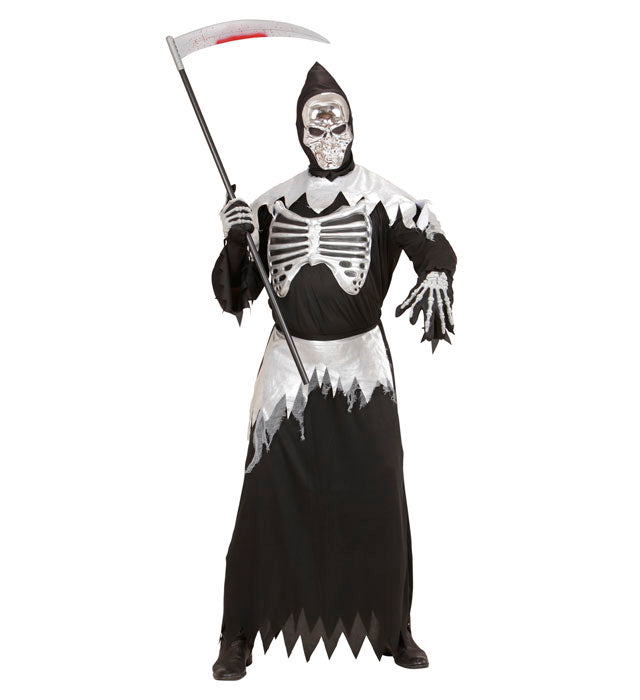 Grim Reaper  Robe With Rib Cage, Belt, Hooded Mask 