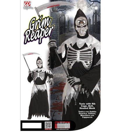 Grim Reaper  Robe With Rib Cage, Belt, Hooded Mask 