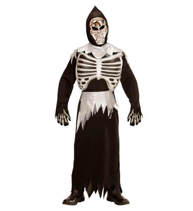 Grim Reaper  Tunic With Rib Cage, Belt, Hooded Mask 