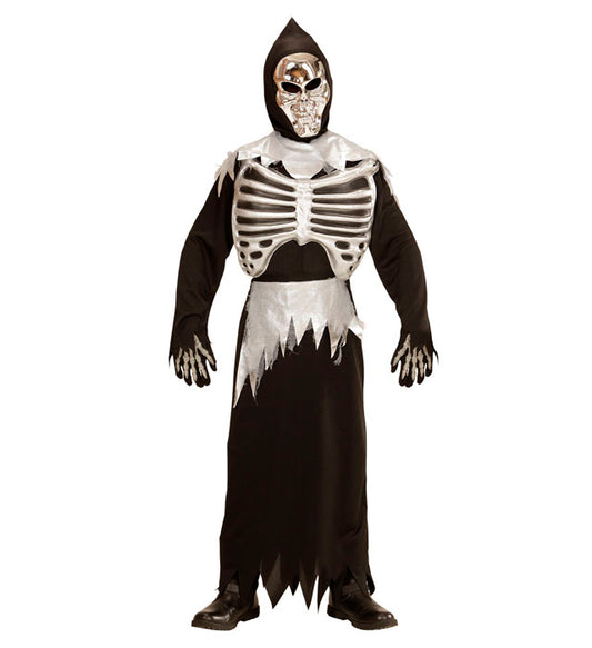 Grim Reaper  Tunic With Rib Cage, Belt, Hooded Mask 