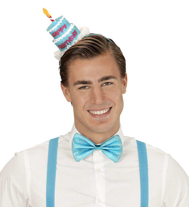  Happy Birthday Cake Headband & Bow Tie 4 Colors Ass.