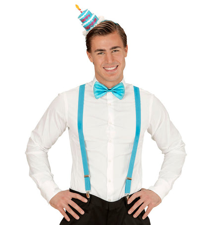  Happy Birthday Cake Headband & Bow Tie 4 Colors Ass.
