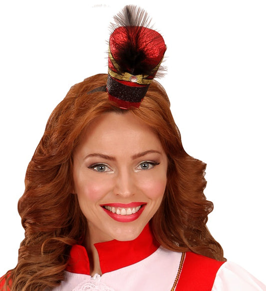  Majorette Mini Hat With Gem & Feather 2 Colors Ass.