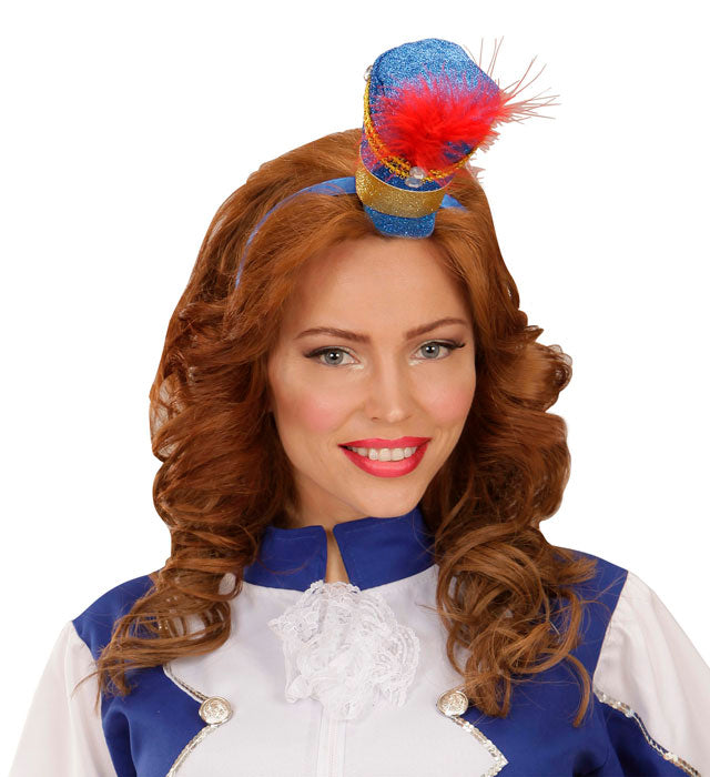  Majorette Mini Hat With Gem & Feather 2 Colors Ass.