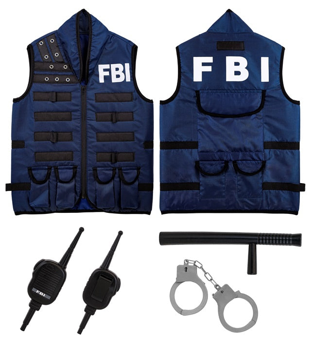 Fbi Tactical Vest With Handcuffs, Baton & Radio Child Size