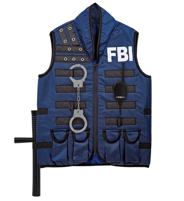 Fbi Tactical Vest With Handcuffs, Baton & Radio Child Size