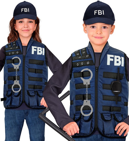 Fbi Tactical Vest With Handcuffs, Baton & Radio Child Size