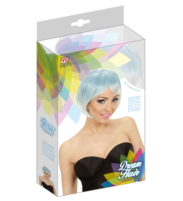 Blue-Turquoise Melange Fashion Wig In Color Box