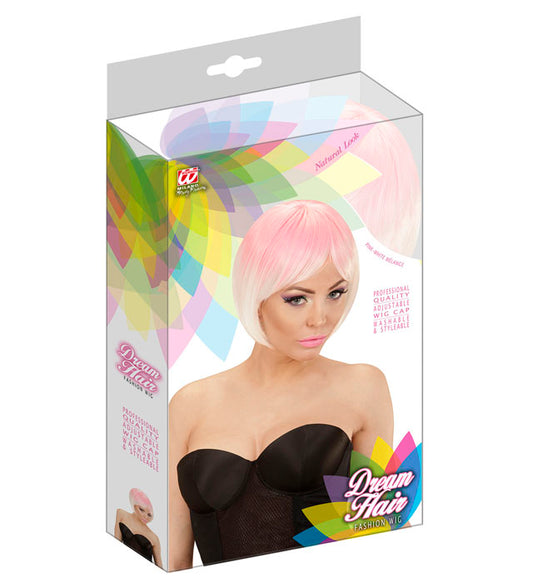 Pink-White Melange Fashion Wig In Color Box
