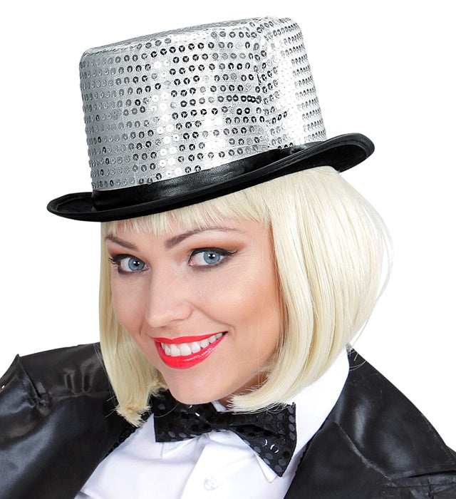 Top Hat Sequin Silver 11 Cm
