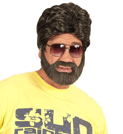 Brown Player Wig & Beard In Box