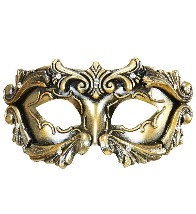 Deluxe Bronze Baroque Colombina Mask With Strass