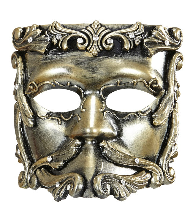 Deluxe Bronze Baroque Casanova Mask With Strass