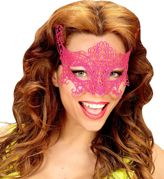 Neon Pink Lace Eyemask
