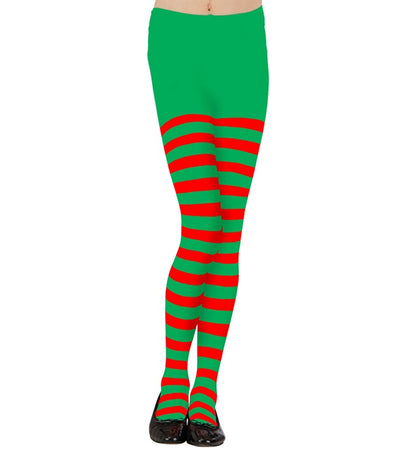 Green-Red Striped Pantyhose 70 Den