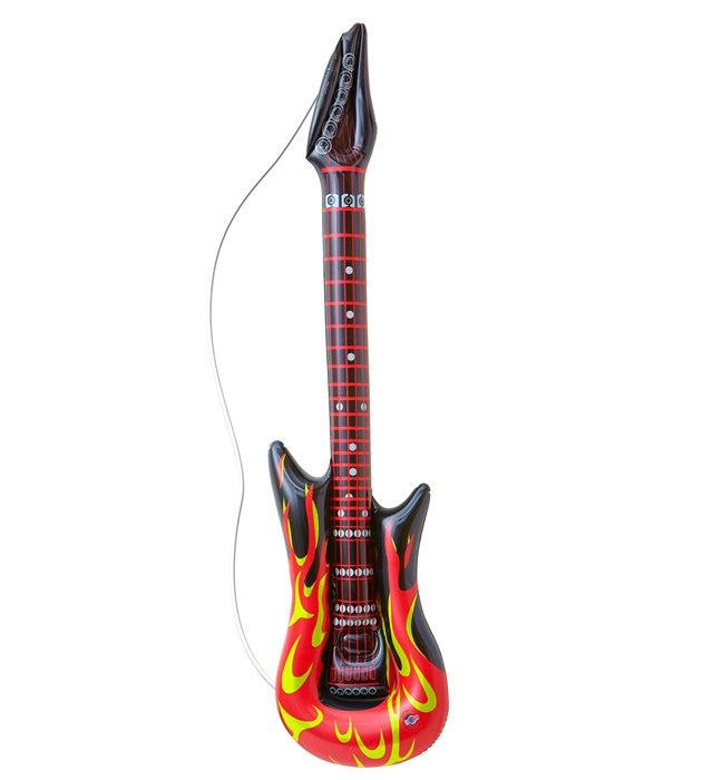 Inflatable Rockstar Guitar With Flames 105 Cm