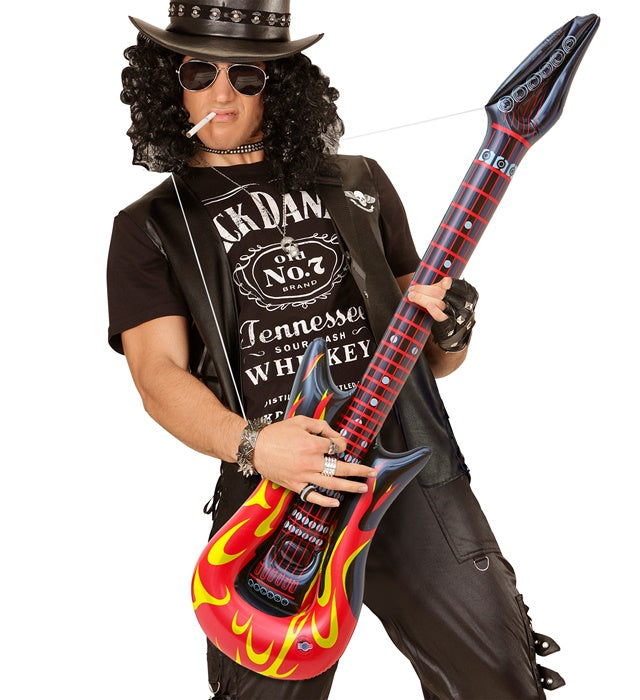 Inflatable Rockstar Guitar With Flames 105 Cm