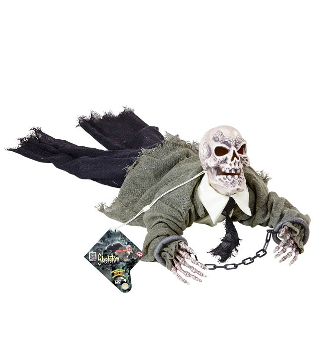 Sound Sensor Activated Animated Skeleton Groundbreaker Wth Crawling Body, Light-Up Skull And Screaming For Help 80 Cm