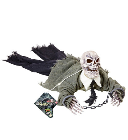 Sound Sensor Activated Animated Skeleton Groundbreaker Wth Crawling Body, Light-Up Skull And Screaming For Help 80 Cm