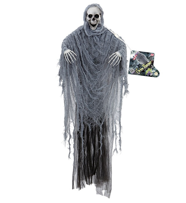 Sound Sensor Activated Animated Grim Reaper With Turning Head, Light-Up Eyes And Sound 100 Cm