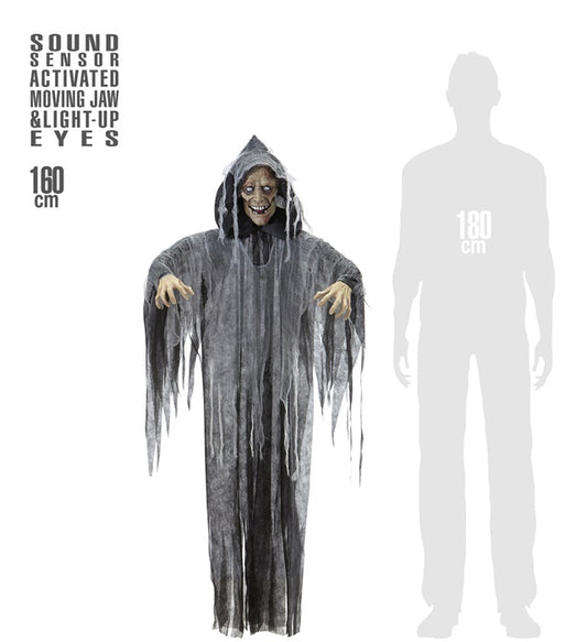 Sound Sensor Activated Talking Zombie With Moving Jaw & Light Up Eyes 160 Cm - Speaks 3 Different Rhymes 