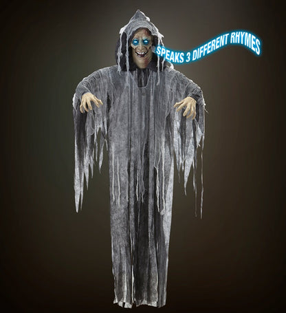 Sound Sensor Activated Talking Zombie With Moving Jaw & Light Up Eyes 160 Cm - Speaks 3 Different Rhymes 